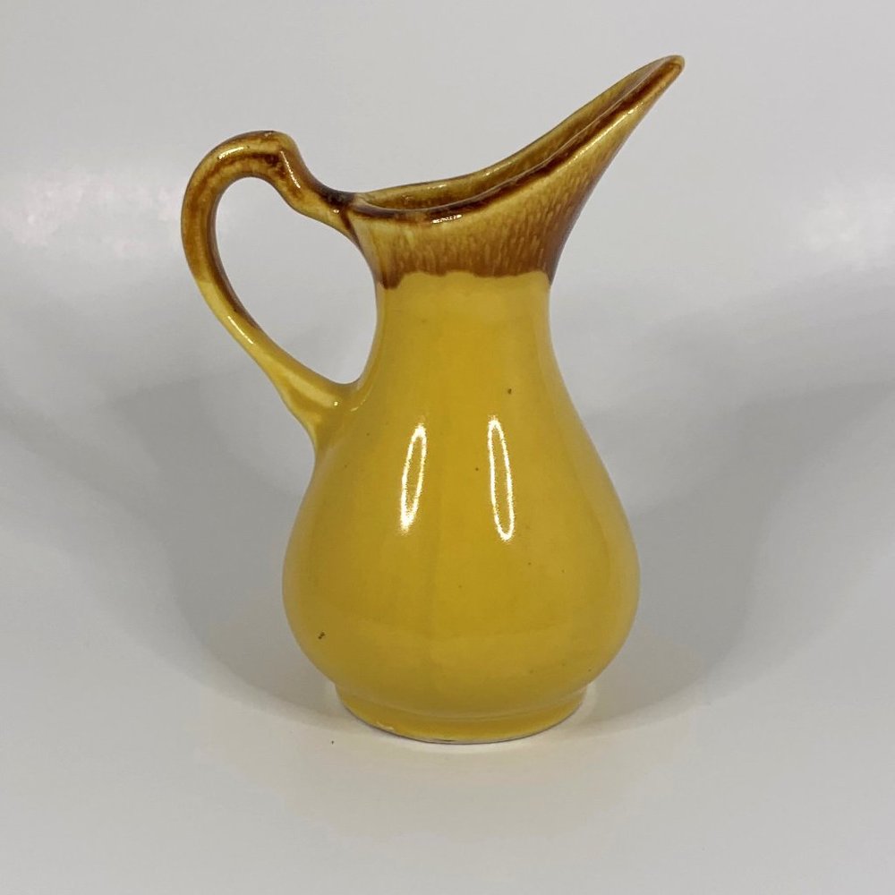 Vtg Hull Yellow Drip Glaze Pottery Small Pitcher